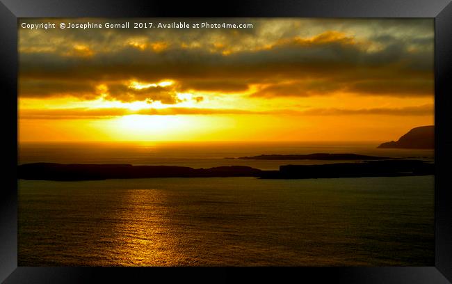 Gold Night Skies in Shetland Framed Print by Josephine Gornall