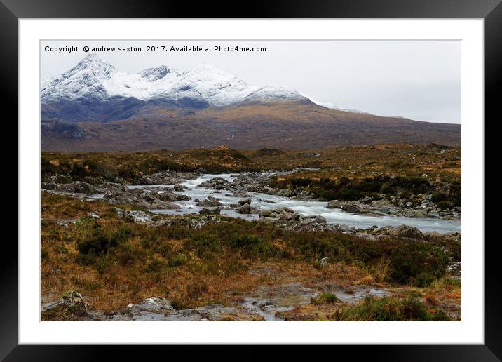SNOWY CUILLINS Framed Mounted Print by andrew saxton