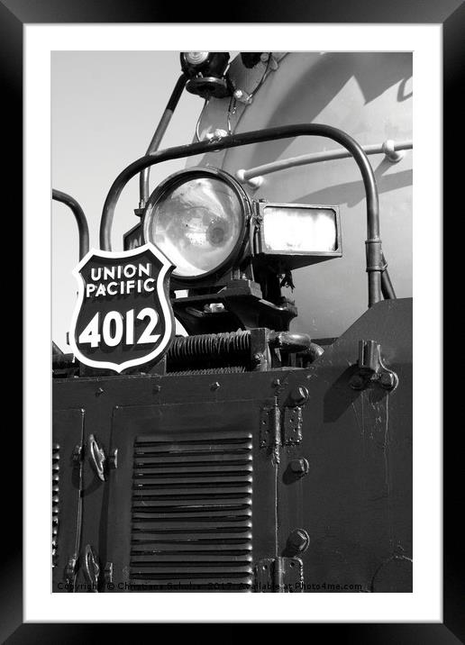 Union Pacific Big Boy Detail B&W Framed Mounted Print by Christiane Schulze