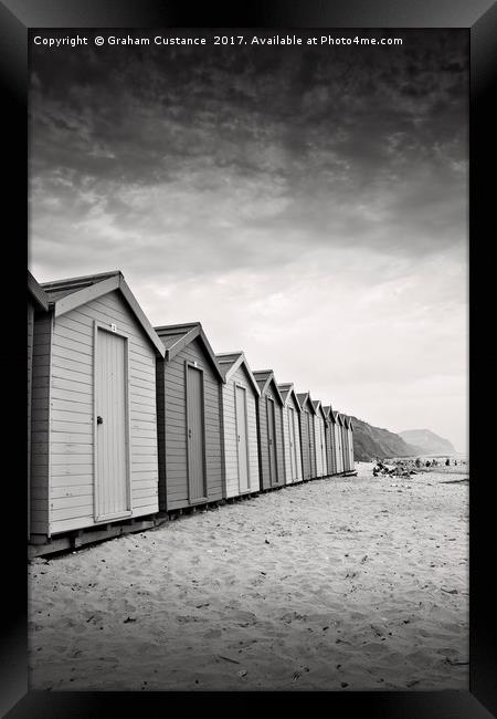 Charmouth Beach Huts Framed Print by Graham Custance