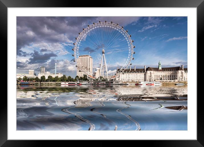 London Eye Across the Thames Framed Mounted Print by Valerie Paterson
