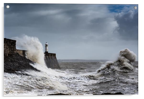 Porthcawl Storm Acrylic by Andrew Richards