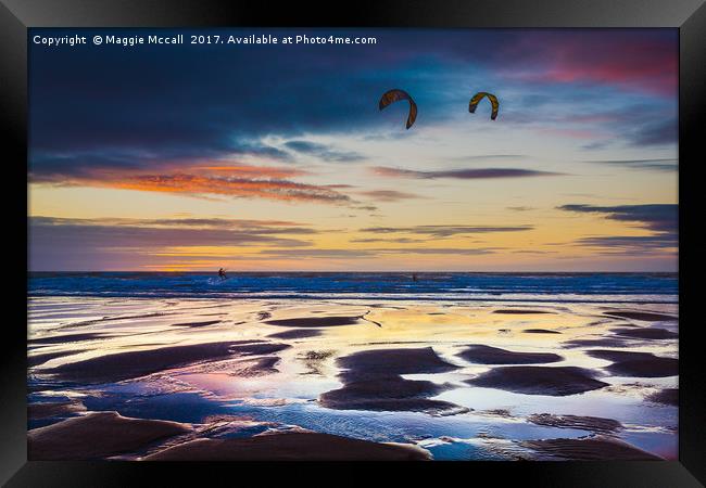 KiteSurfing, Widemouth, Cornwall Framed Print by Maggie McCall