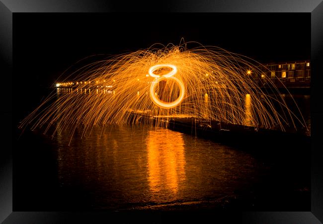 Wire Wool Spinning  Framed Print by David Chennell