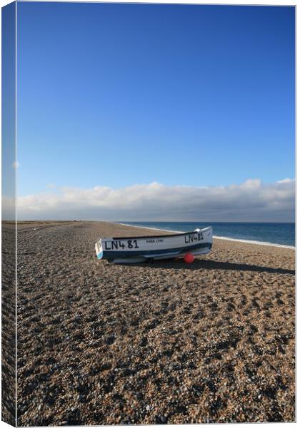 Fishing boat, Cley Beach Canvas Print by Kathy Simms