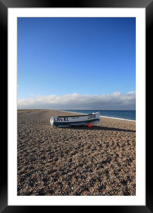 Fishing boat, Cley Beach Framed Mounted Print by Kathy Simms