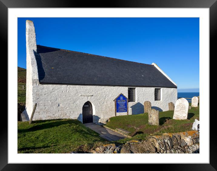 Holy Cross Church at Mwnt, Ceredigion, Wales, UK Framed Mounted Print by Mark Llewellyn