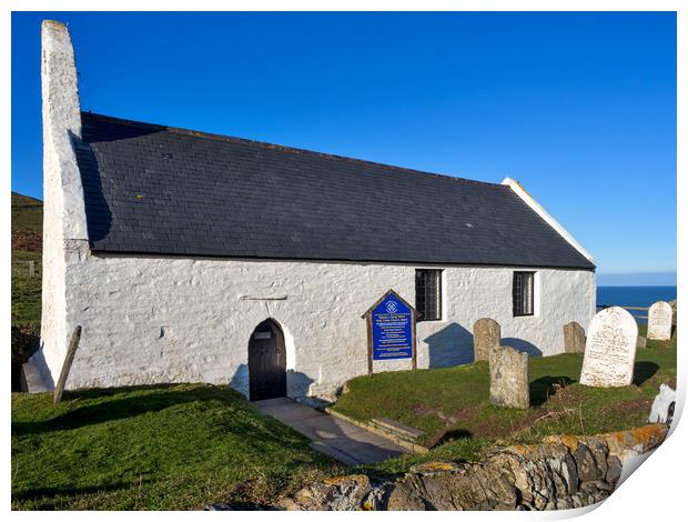 Holy Cross Church at Mwnt, Ceredigion, Wales, UK Print by Mark Llewellyn