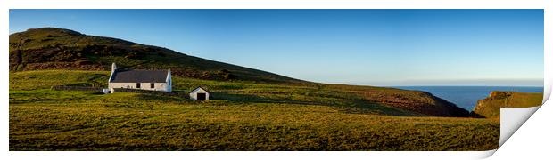 Mwnt Church Panorama, Ceredigion, Wales, UK Print by Mark Llewellyn