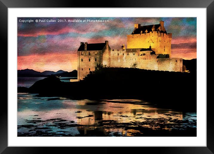 Eilean Donan Castle Watercolour Effect. Framed Mounted Print by Paul Cullen