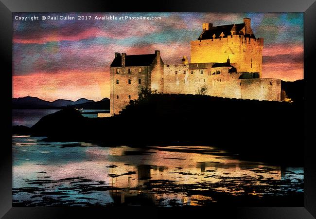 Eilean Donan Castle Watercolour Effect. Framed Print by Paul Cullen