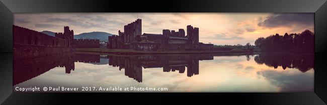 Caerphilly Castle at Sunset  Framed Print by Paul Brewer