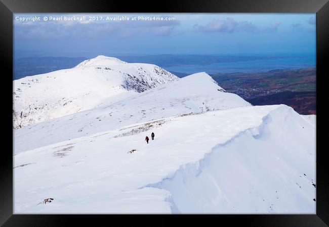 Winter Snow on Y Garn, Snowdonia Framed Print by Pearl Bucknall