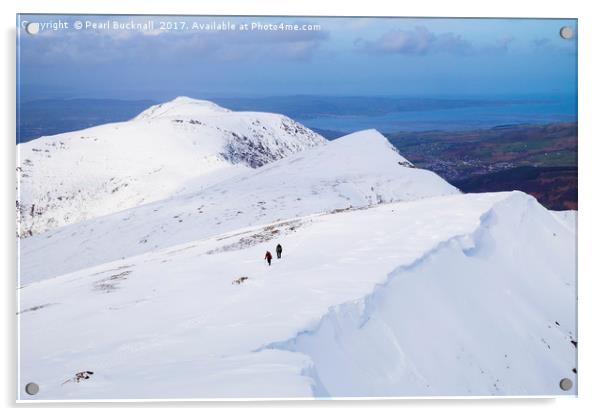 Winter Snow on Y Garn, Snowdonia Acrylic by Pearl Bucknall