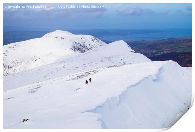 Winter Snow on Y Garn, Snowdonia Print by Pearl Bucknall