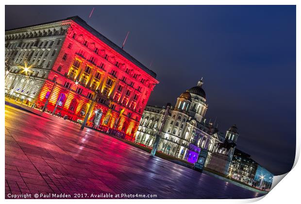 Liverpool Pier Head at Night Print by Paul Madden