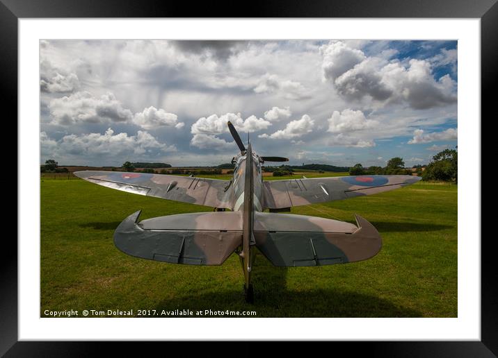 Spitfire under a Kentish sky Framed Mounted Print by Tom Dolezal