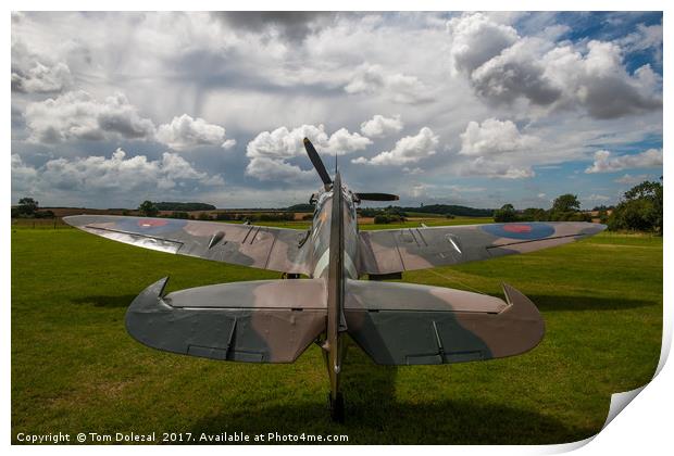 Spitfire under a Kentish sky Print by Tom Dolezal