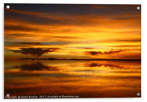 Sunset Reflections on the Salar de Uyuni Bolivia Acrylic by James Brunker
