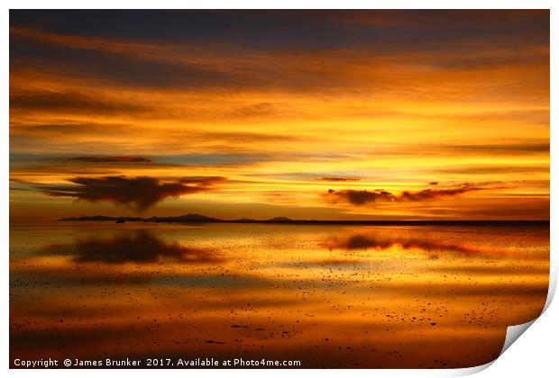 Sunset Reflections on the Salar de Uyuni Bolivia Print by James Brunker