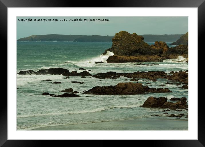 ST AGNES ROCKS Framed Mounted Print by andrew saxton