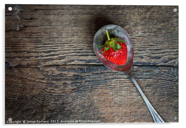 Strawberry on a Spoon Acrylic by James Rowland