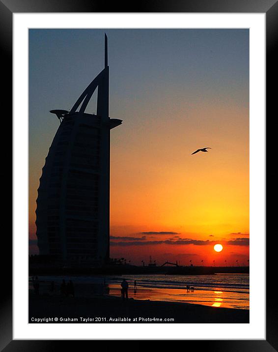 Sunset at the Burj Al Arab Framed Mounted Print by Graham Taylor