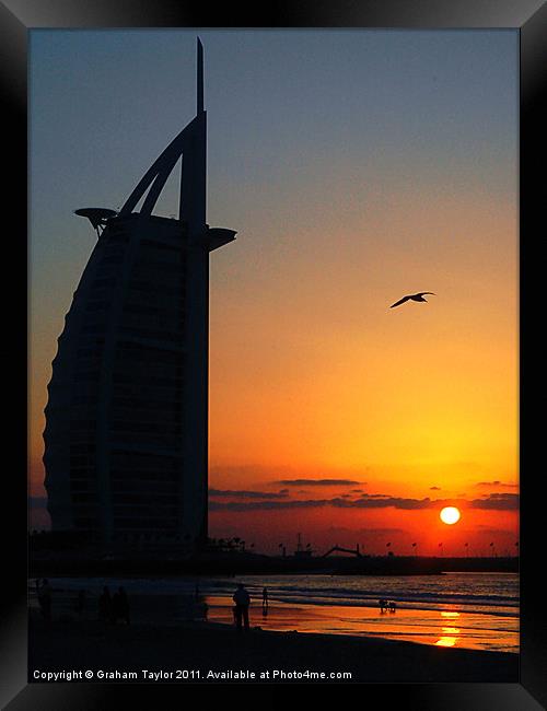Sunset at the Burj Al Arab Framed Print by Graham Taylor