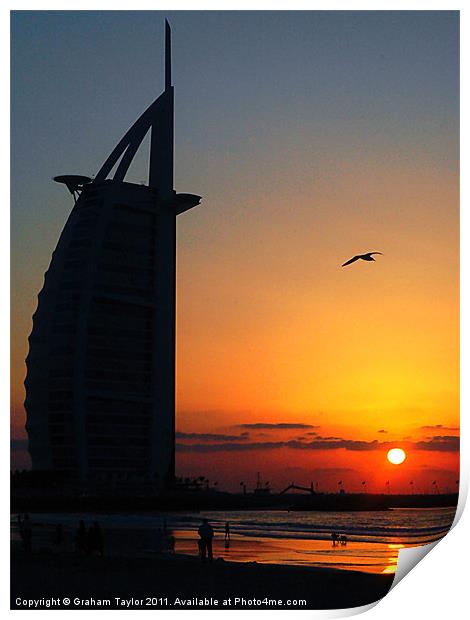 Sunset at the Burj Al Arab Print by Graham Taylor