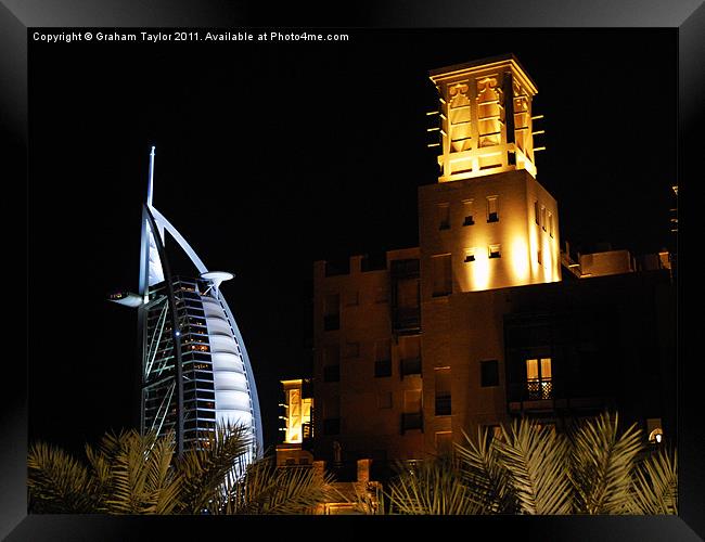 Madinat & Burj Al Arab Hotels Framed Print by Graham Taylor