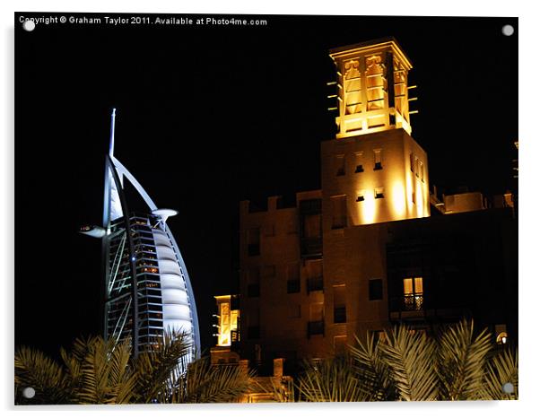 Madinat & Burj Al Arab Hotels Acrylic by Graham Taylor