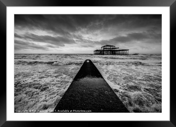 Remains of the Pier  Framed Mounted Print by Rob Hawkins
