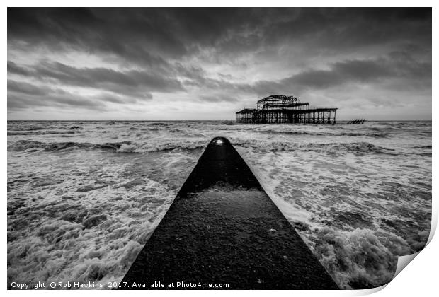 Remains of the Pier  Print by Rob Hawkins