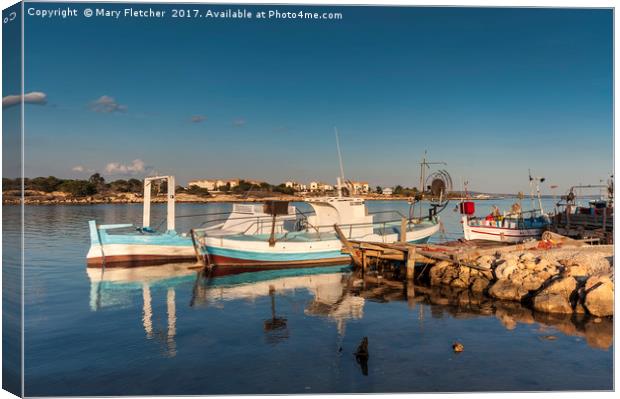 Cypriot Fishing Boats Canvas Print by Mary Fletcher
