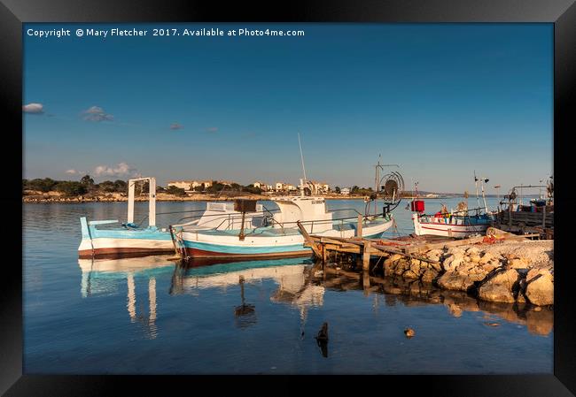 Cypriot Fishing Boats Framed Print by Mary Fletcher