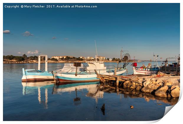 Cypriot Fishing Boats Print by Mary Fletcher