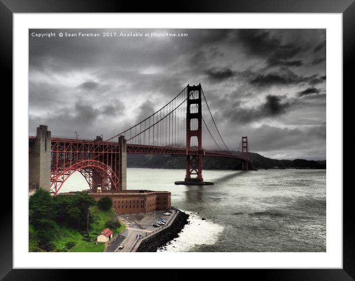 Sunrise Over Golden Gate Bridge Framed Mounted Print by Sean Foreman