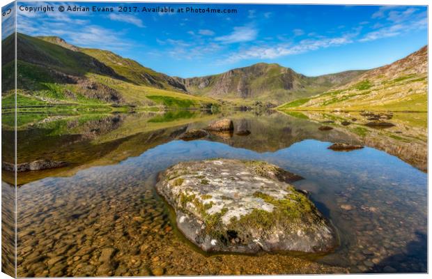 Snowdonia Mountain Reflections Canvas Print by Adrian Evans