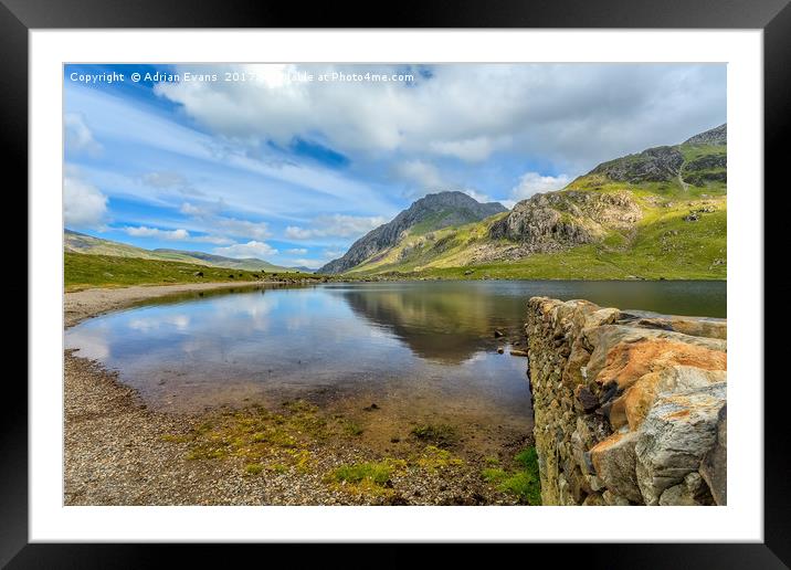 Idwal Lake Snowdonia Framed Mounted Print by Adrian Evans