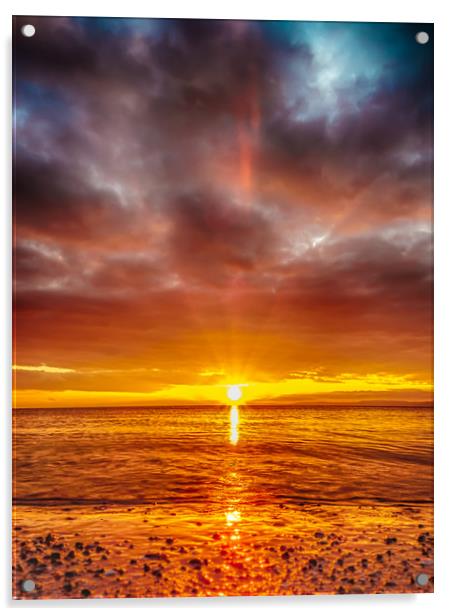 Prestwick Sunset Acrylic by Gareth Burge Photography