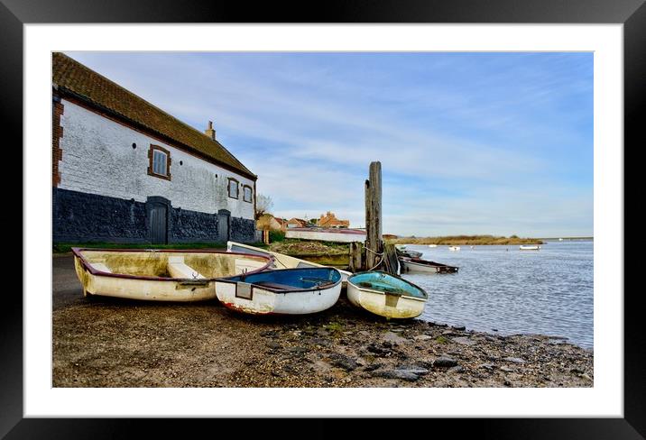 Boats at Burnham Overy Staithe              Framed Mounted Print by Gary Pearson