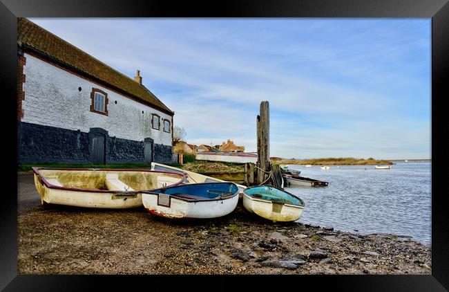 Boats at Burnham Overy Staithe              Framed Print by Gary Pearson