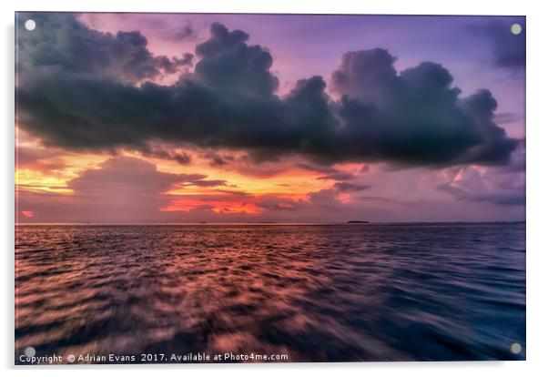 Cebu Straits Sunset Acrylic by Adrian Evans