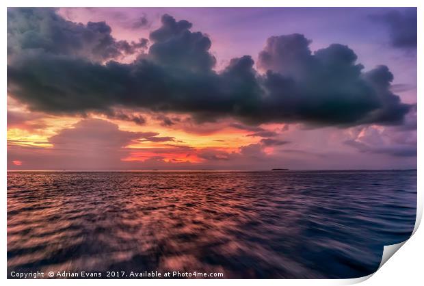 Cebu Straits Sunset Print by Adrian Evans