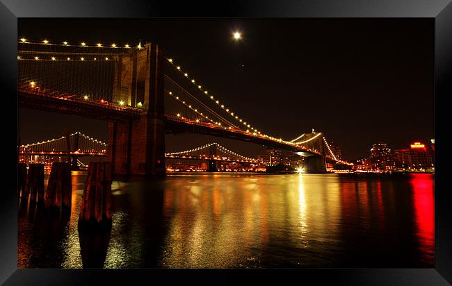 Brooklyn Bridge, New York Framed Print by Viraj Nagar