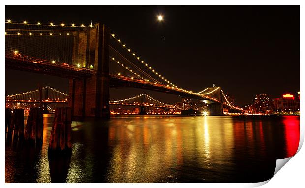 Brooklyn Bridge, New York Print by Viraj Nagar