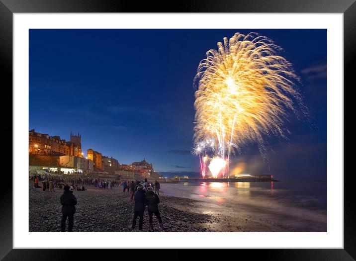 Cromer New Year fireworks Framed Mounted Print by Gary Pearson