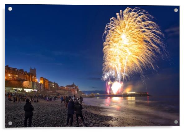 Cromer New Year fireworks Acrylic by Gary Pearson