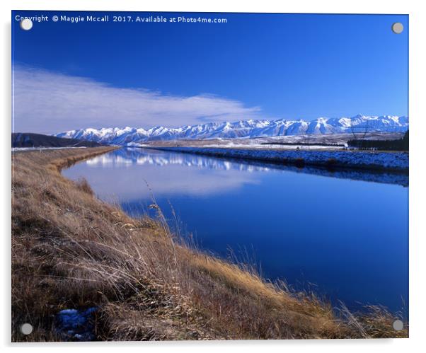 Pukaki Canal, wide angle Acrylic by Maggie McCall