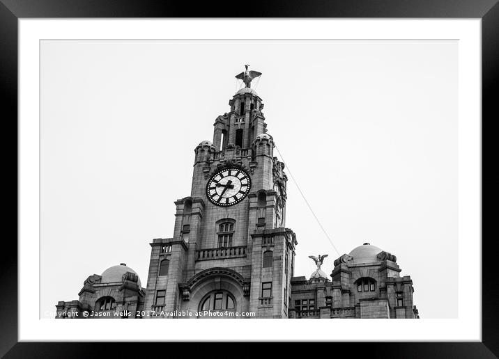 Liverbirds above Liverpool Framed Mounted Print by Jason Wells